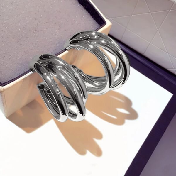 Silver Triple Hoops